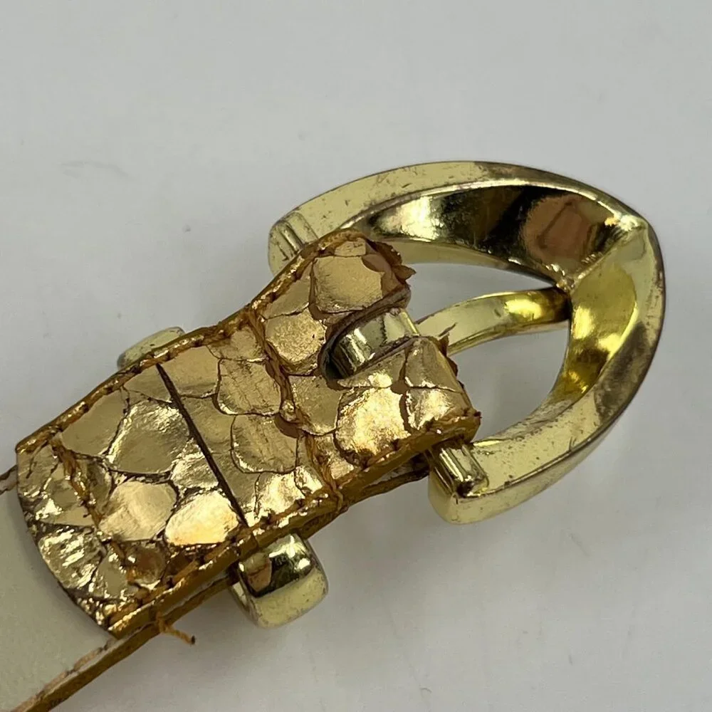 Giani Bernini Gold Adjustable Snakeskin Belt | Size L - Picture 4 of 10
